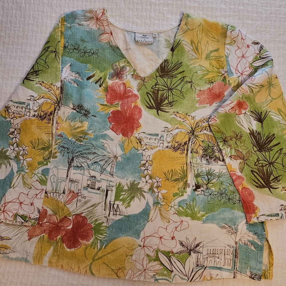 Hot Cotton Large Linen Blouse